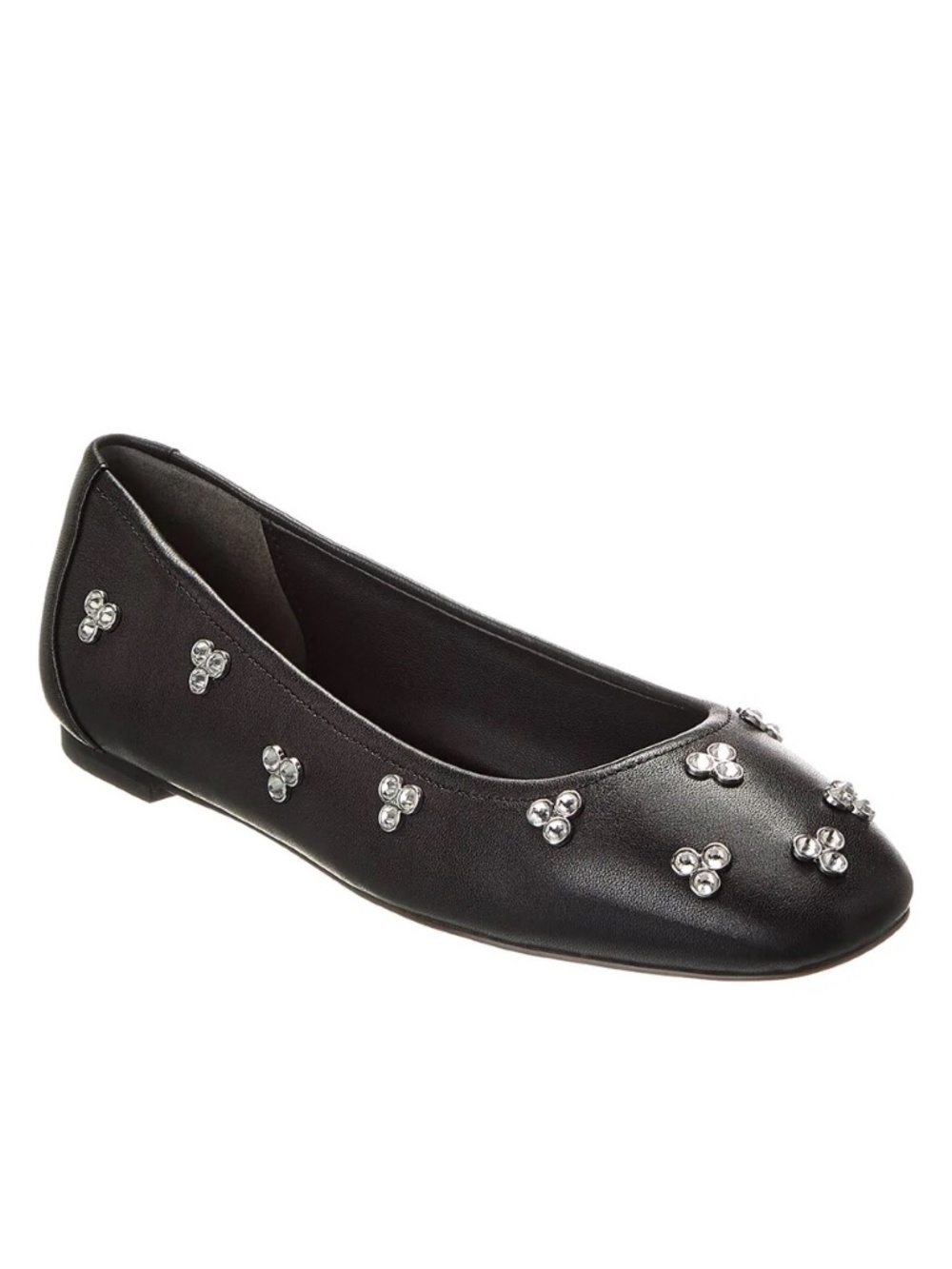 New Stuart Weitzman Tammy Ballet Flat Black Crystal Embellished Sz 7.5